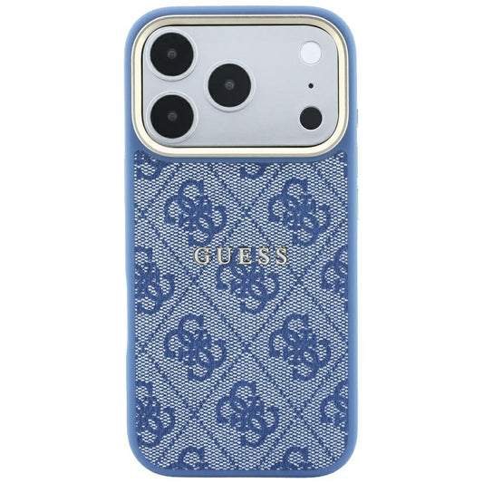 Coque MagSafe pour Apple iPhone 18 Pro Max / 17 Pro Max, Guess, 4G Embossed Classic, Bleue