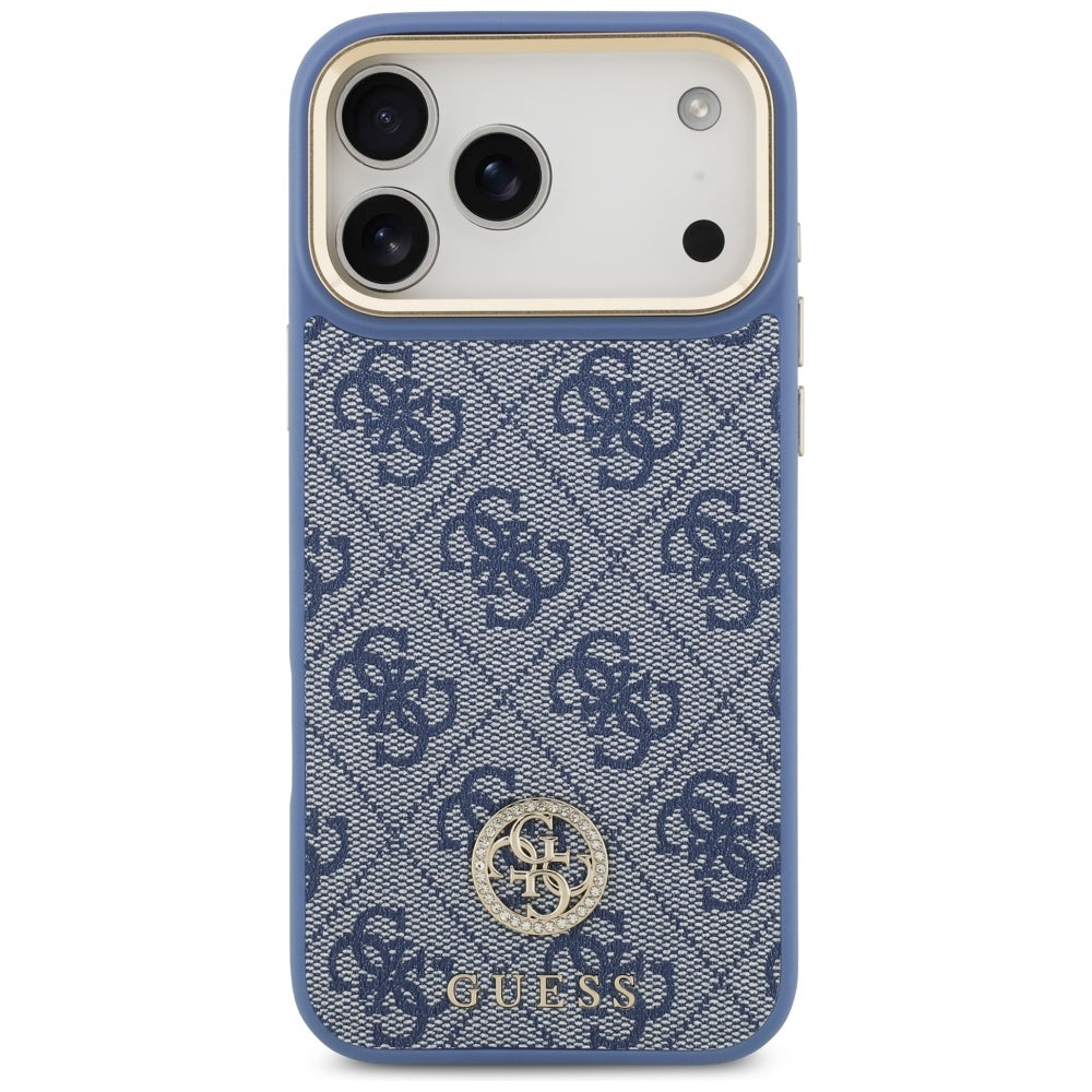 MagSafe-Hülle für Apple iPhone 18 Pro Max / 17 Pro Max, Guess, 4G Strass Logo, Blau