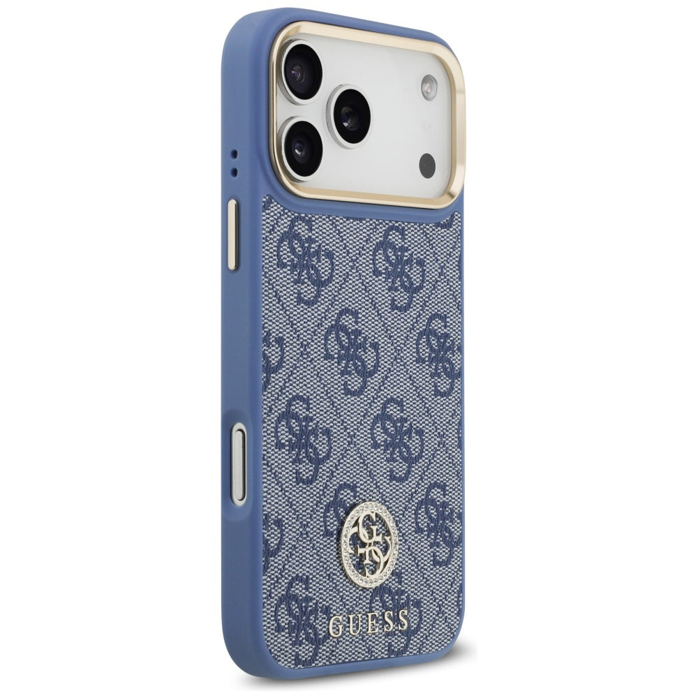 MagSafe-Hülle für Apple iPhone 18 Pro Max / 17 Pro Max, Guess, 4G Strass Logo, Blau
