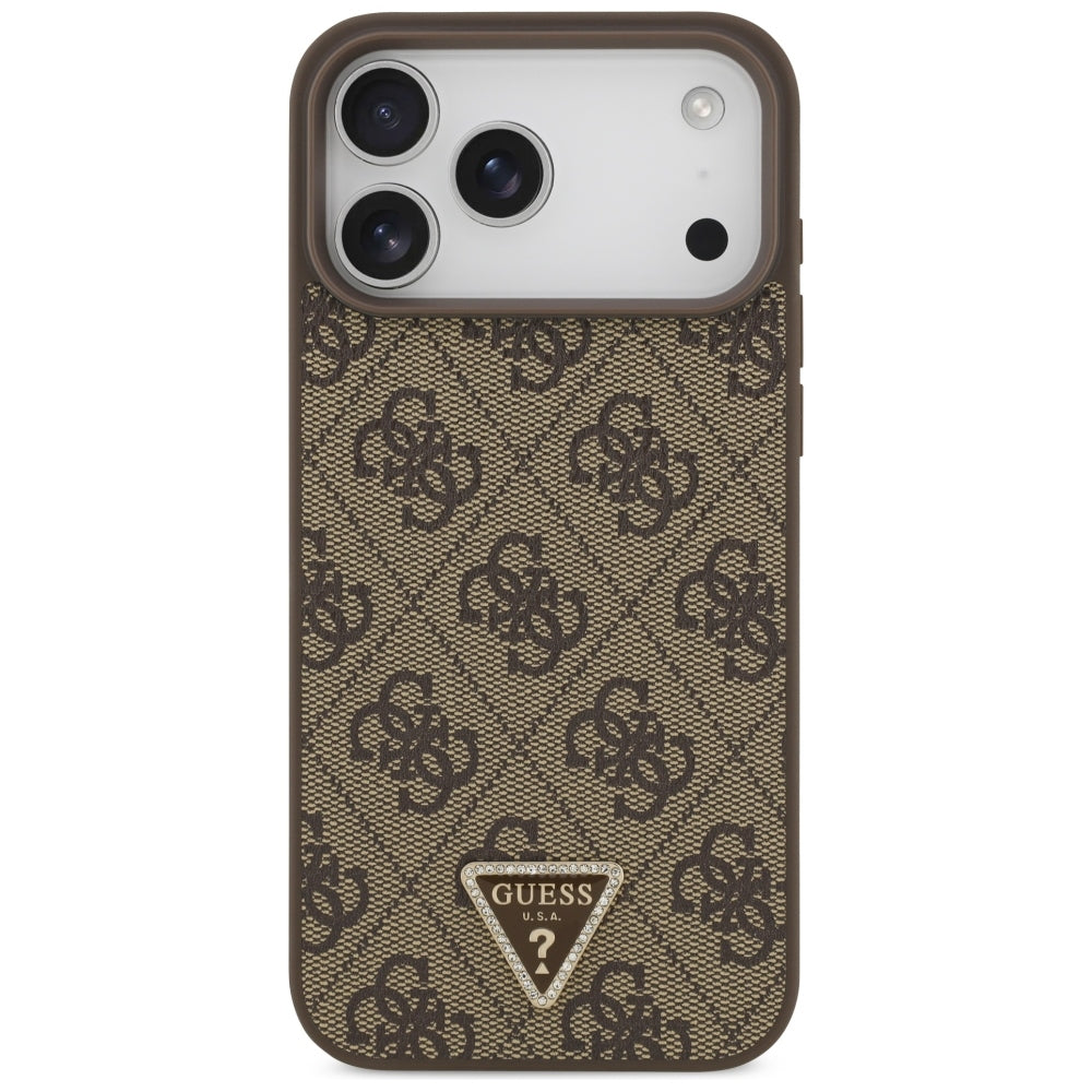 Custodia MagSafe per Apple iPhone 18 Pro Max / 17 Pro Max, Guess, 4G Triangle Strass, Marrone