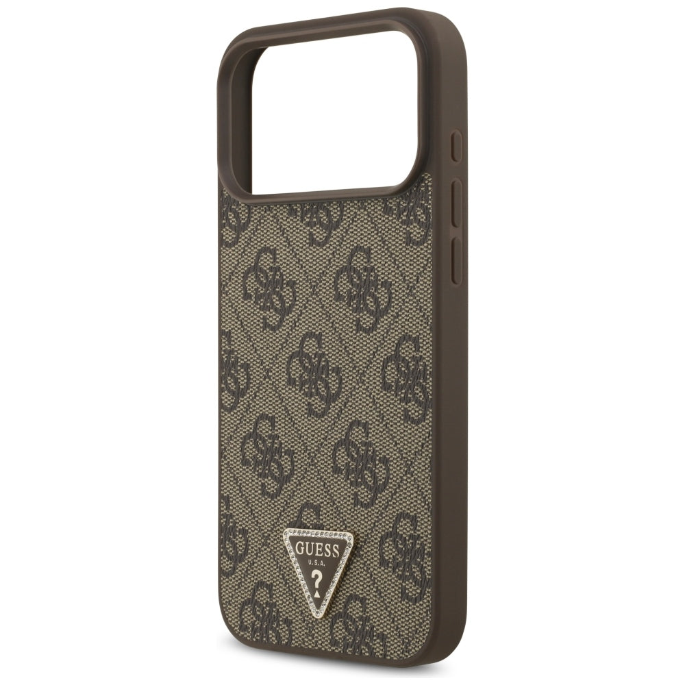 Custodia MagSafe per Apple iPhone 18 Pro Max / 17 Pro Max, Guess, 4G Triangle Strass, Marrone