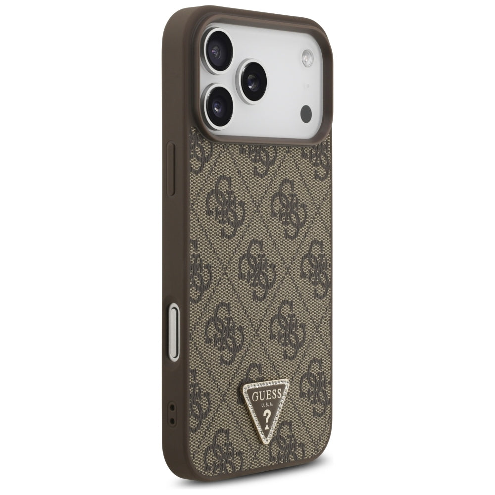 Custodia MagSafe per Apple iPhone 18 Pro Max / 17 Pro Max, Guess, 4G Triangle Strass, Marrone