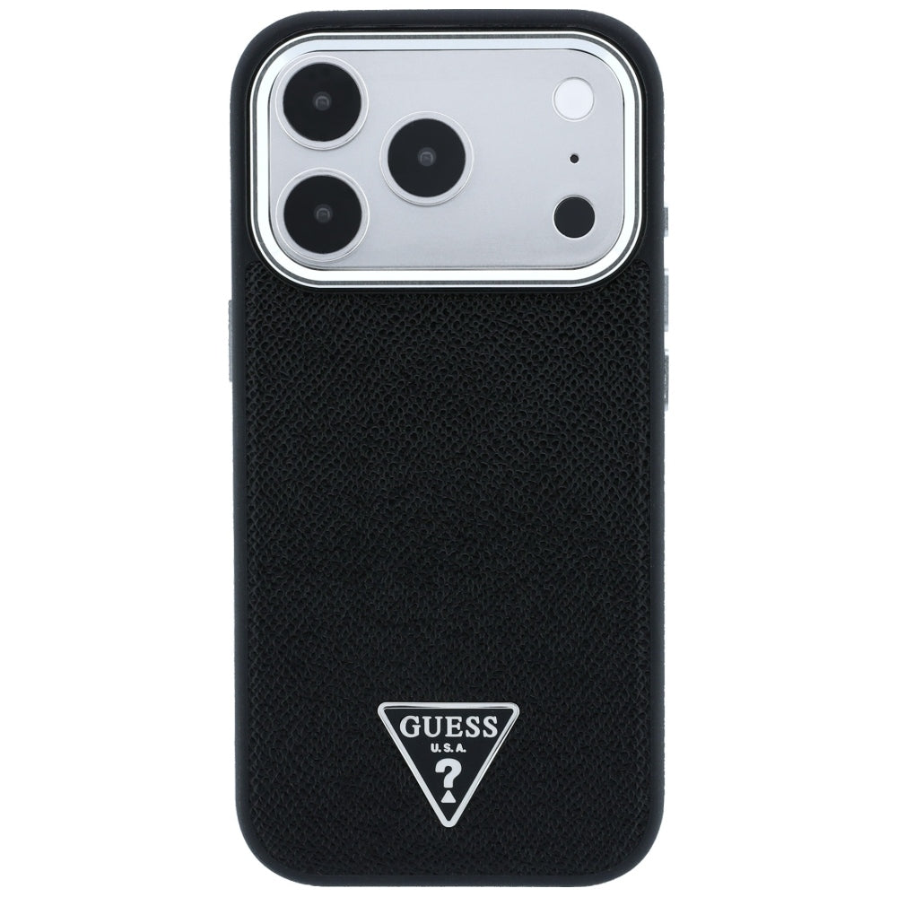 Custodia MagSafe per Apple iPhone 18 Pro Max / 17 Pro Max, Guess, Logo Triangolo Granulato, Nera