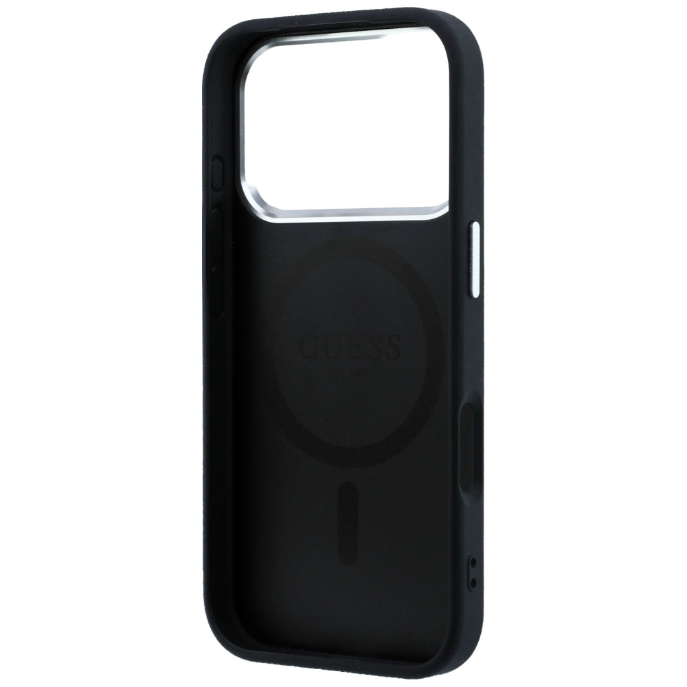 Custodia MagSafe per Apple iPhone 18 Pro Max / 17 Pro Max, Guess, Logo Triangolo Granulato, Nera