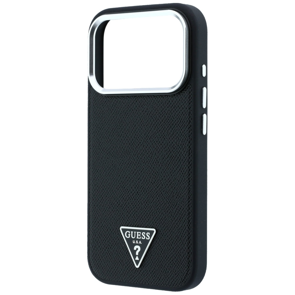 Custodia MagSafe per Apple iPhone 18 Pro Max / 17 Pro Max, Guess, Logo Triangolo Granulato, Nera