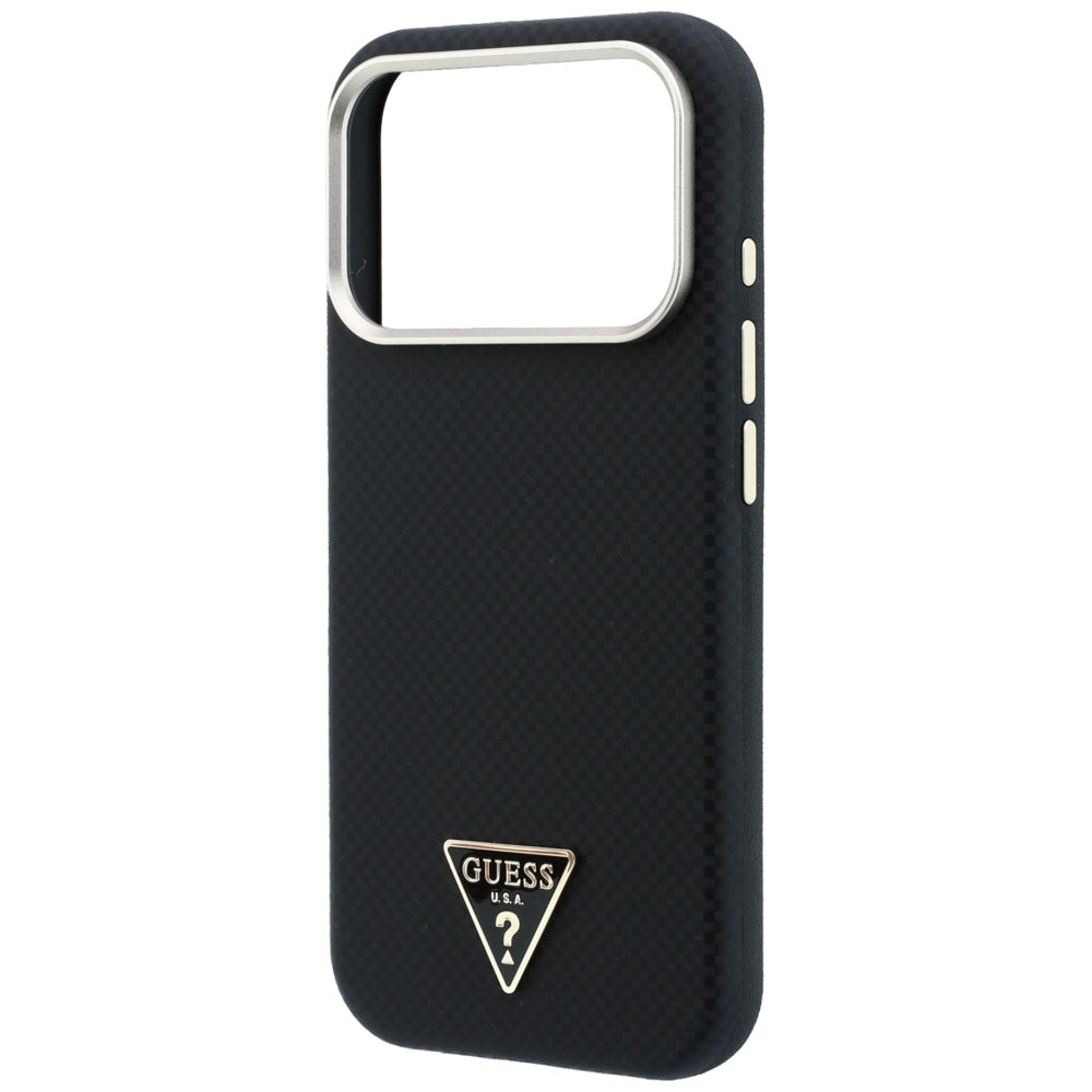 MagSafe-Hülle für Apple iPhone 18 Pro Max / 17 Pro Max, Guess, Kevlar-Dreieck-Logo, Schwarz
