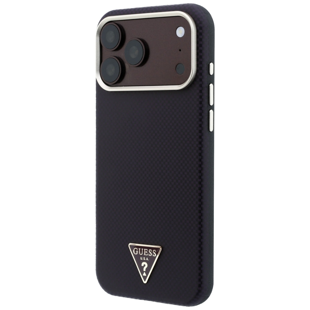 MagSafe Case for Apple iPhone 18 Pro Max / 17 Pro Max, Guess, Kevlar Triangle Logo, Burgundy