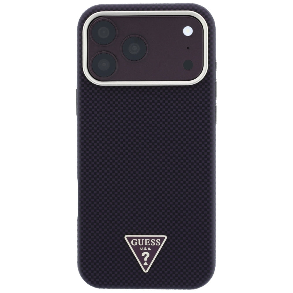 MagSafe Case for Apple iPhone 18 Pro Max / 17 Pro Max, Guess, Kevlar Triangle Logo, Burgundy