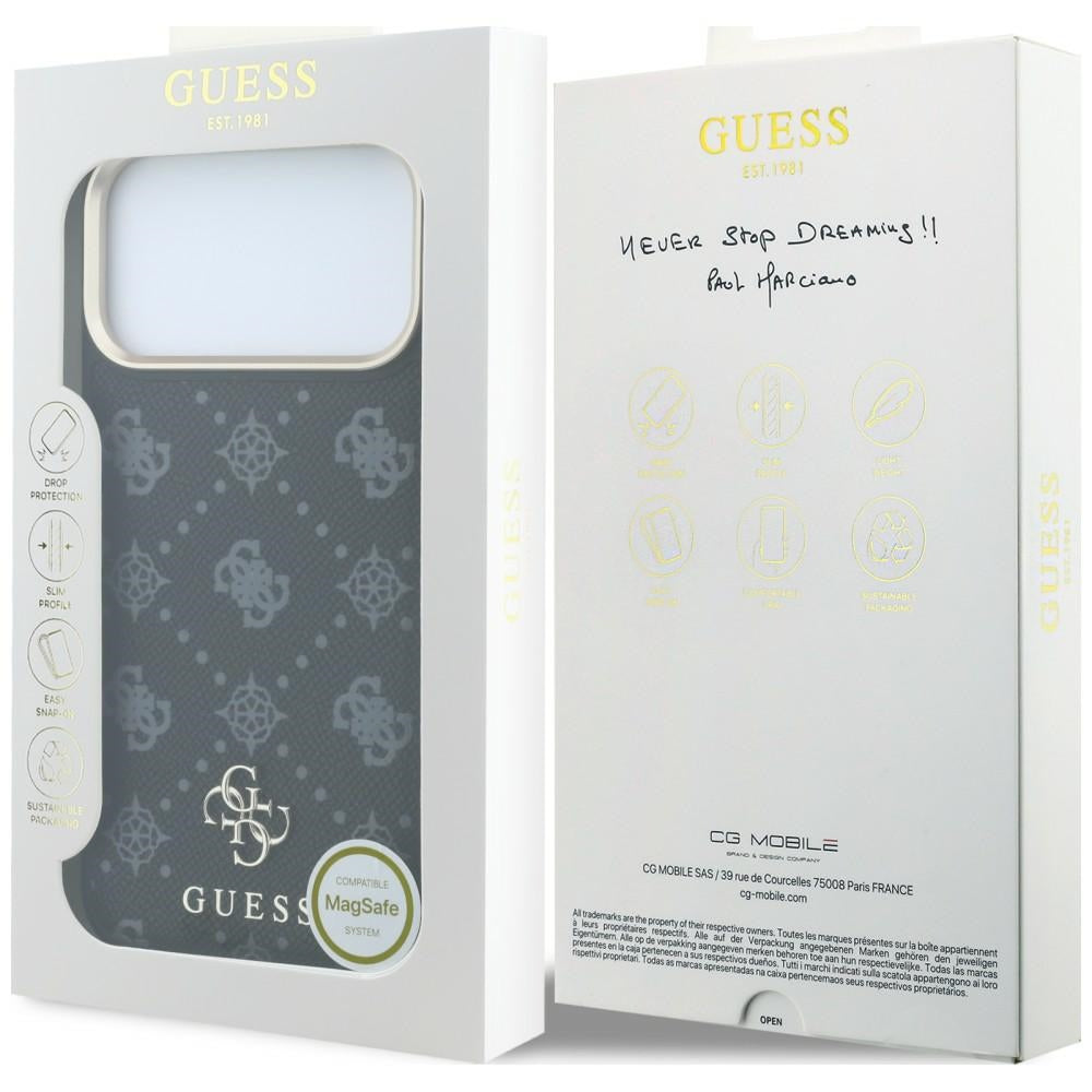 Custodia MagSafe per Apple iPhone 18 Pro Max / 17 Pro Max, Guess, Peony 4G Small Logo, Nera