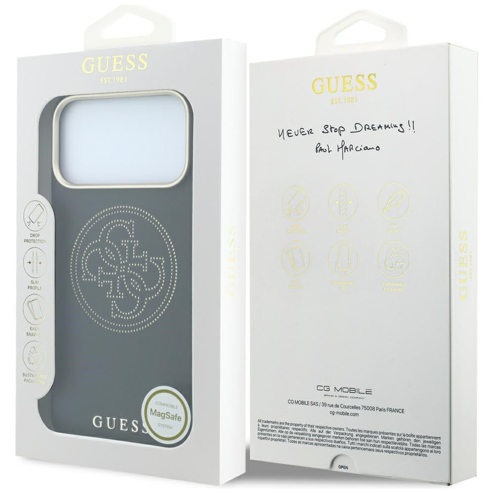 Custodia MagSafe per Apple iPhone 18 Pro Max / 17 Pro Max, Guess, Perforata 4G, Nera