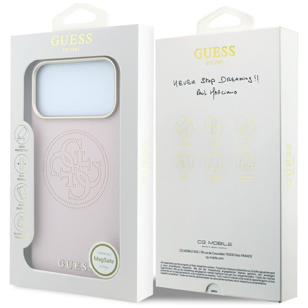 Custodia MagSafe per Apple iPhone 18 Pro Max / 17 Pro Max, Guess, Perforata 4G, Rosa