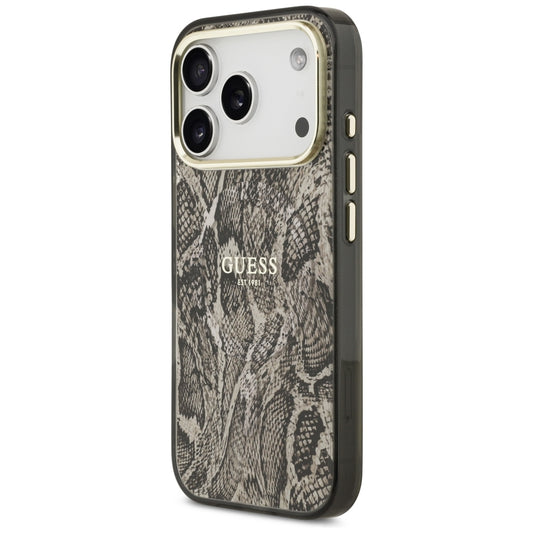 Custodia MagSafe per Apple iPhone 18 Pro Max / 17 Pro Max, Guess, motivo pitone, marrone