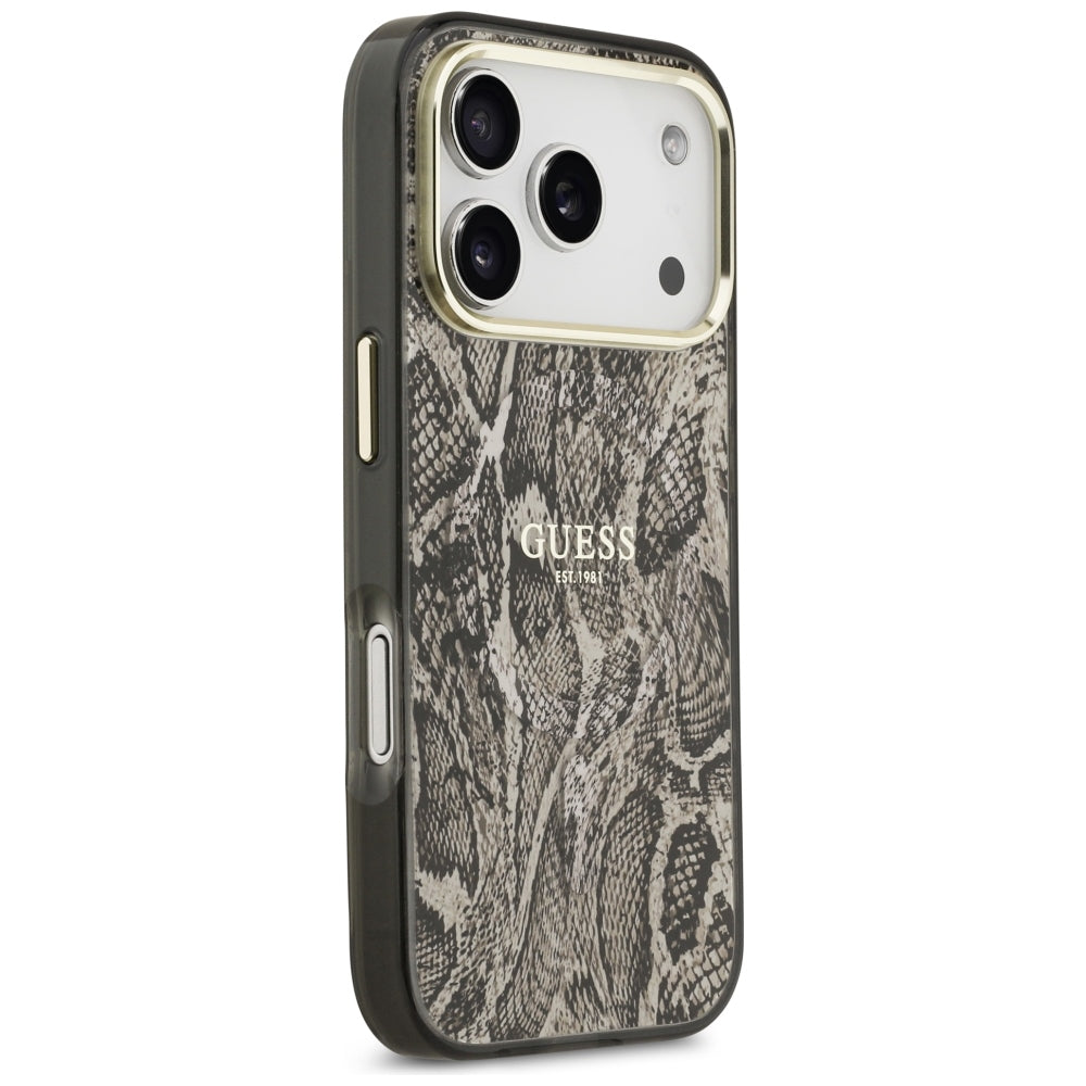 Custodia MagSafe per Apple iPhone 18 Pro Max / 17 Pro Max, Guess, motivo pitone, marrone