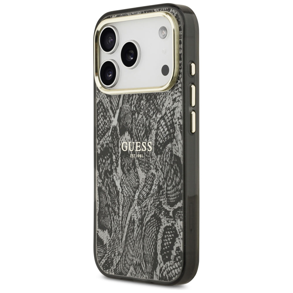 Custodia MagSafe per Apple iPhone 18 Pro Max / 17 Pro Max, Guess, motivo pitone, nera