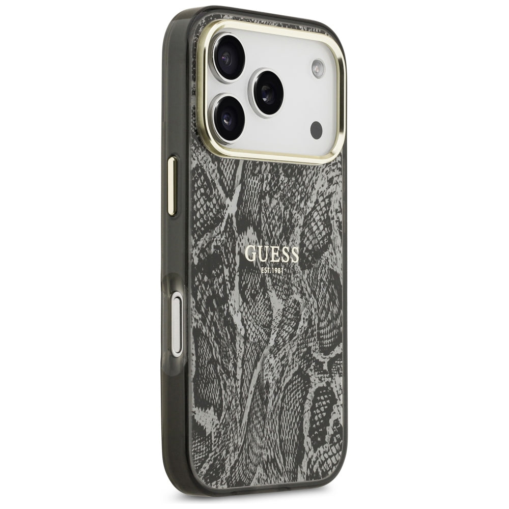 Custodia MagSafe per Apple iPhone 18 Pro Max / 17 Pro Max, Guess, motivo pitone, nera