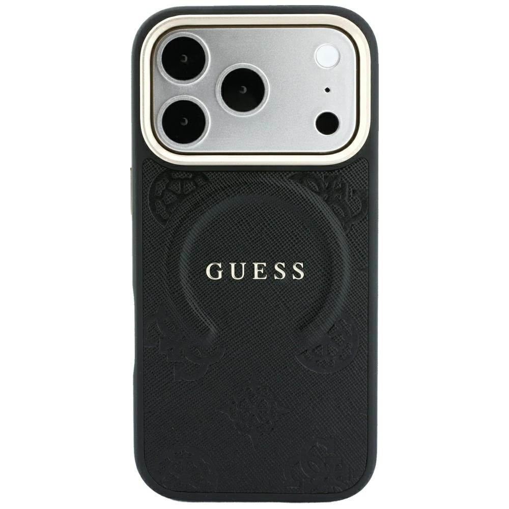 MagSafe-Hülle für Apple iPhone 18 Pro Max / 17 Pro Max, Guess, Saffiano Peony Ring, Schwarz
