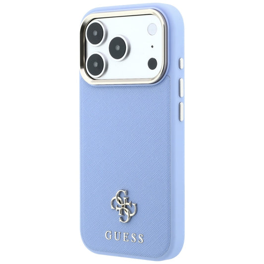 Coque MagSafe pour Apple iPhone 18 Pro Max / 17 Pro Max, Guess, Saffiano Small 4G Classic, Bleu
