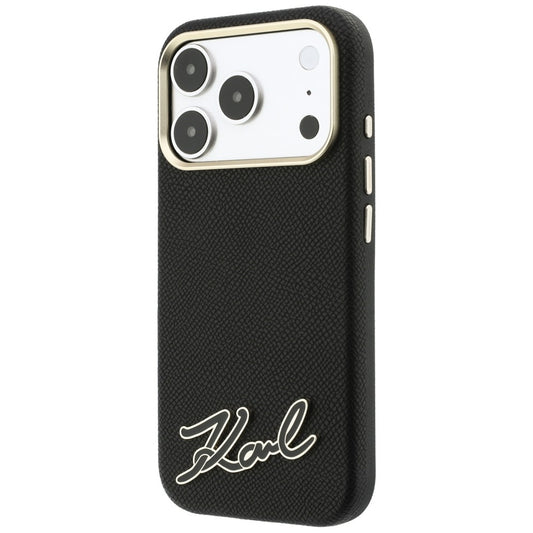 MagSafe-Hülle für Apple iPhone 18 Pro Max / 17 Pro Max, Karl Lagerfeld, Grained Resin Sign Logo, Schwarz