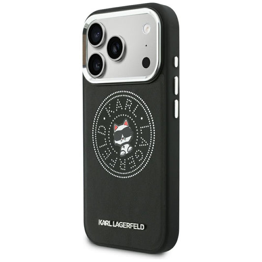 Coque MagSafe pour Apple iPhone 18 Pro Max / 17 Pro Max, Karl Lagerfeld, Point and Choupette Sketch, Noire