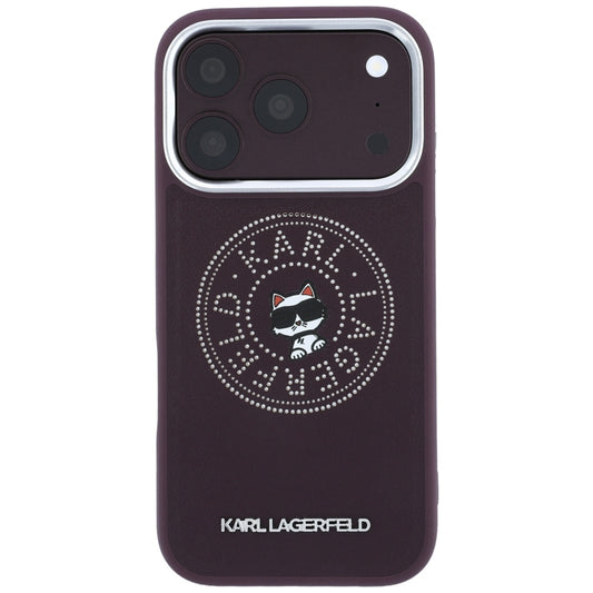 Coque MagSafe pour Apple iPhone 18 Pro Max / 17 Pro Max, Karl Lagerfeld, Point and Choupette Sketch, Bordeaux