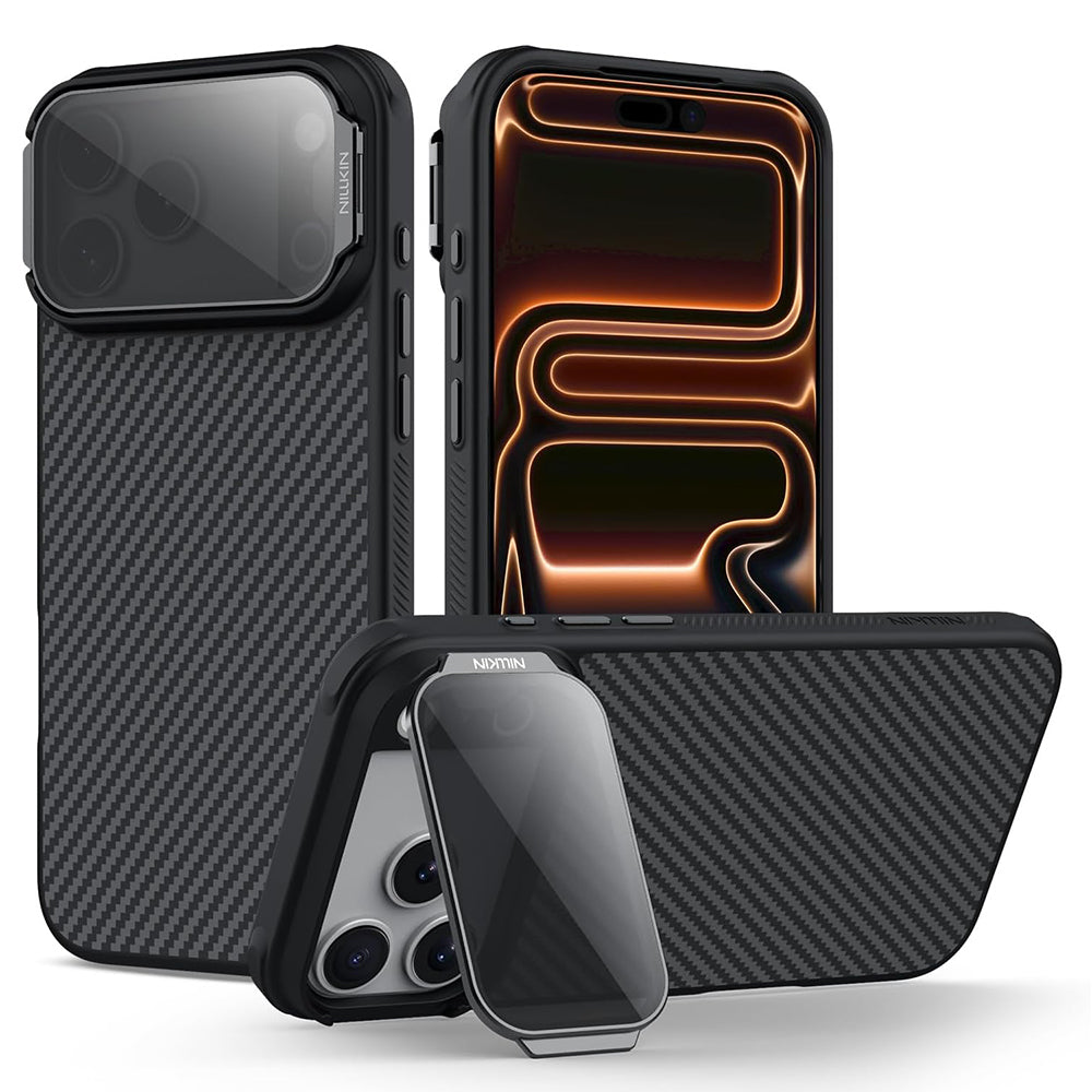 MagSafe-Hülle für Apple iPhone 18 Pro Max / 17 Pro Max, Nillkin, CarboProp mit transparentem schwarzem Objektivschutz, Schwarz