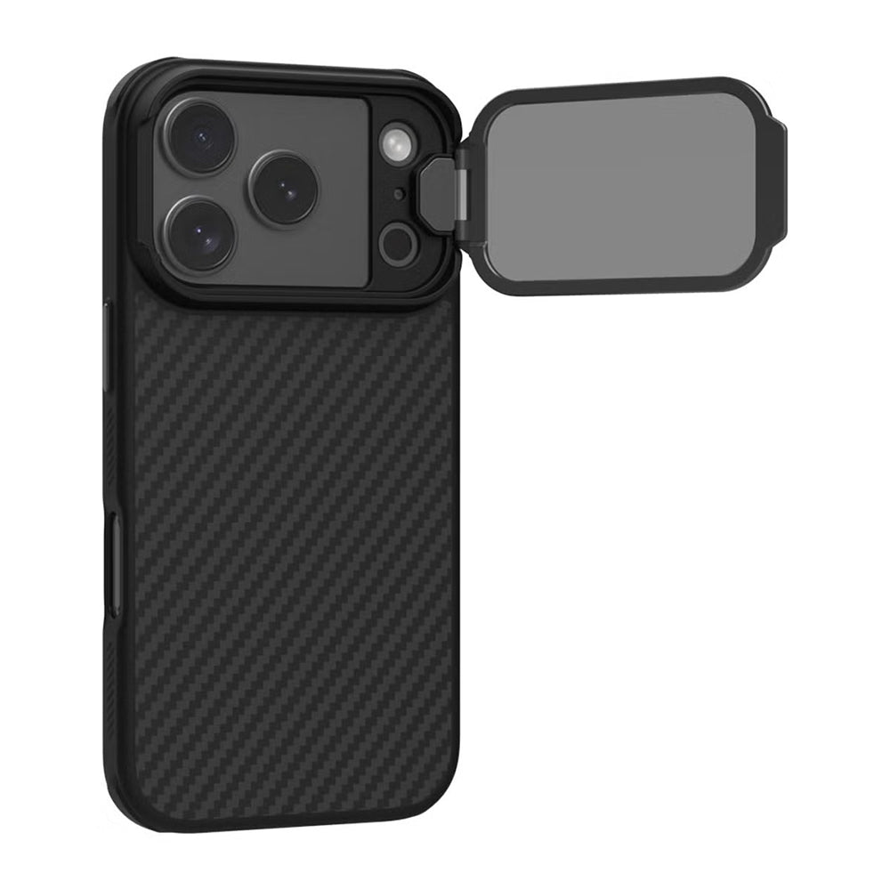 MagSafe-Hülle für Apple iPhone 18 Pro Max / 17 Pro Max, Nillkin, CarboProp mit transparentem schwarzem Objektivschutz, Schwarz