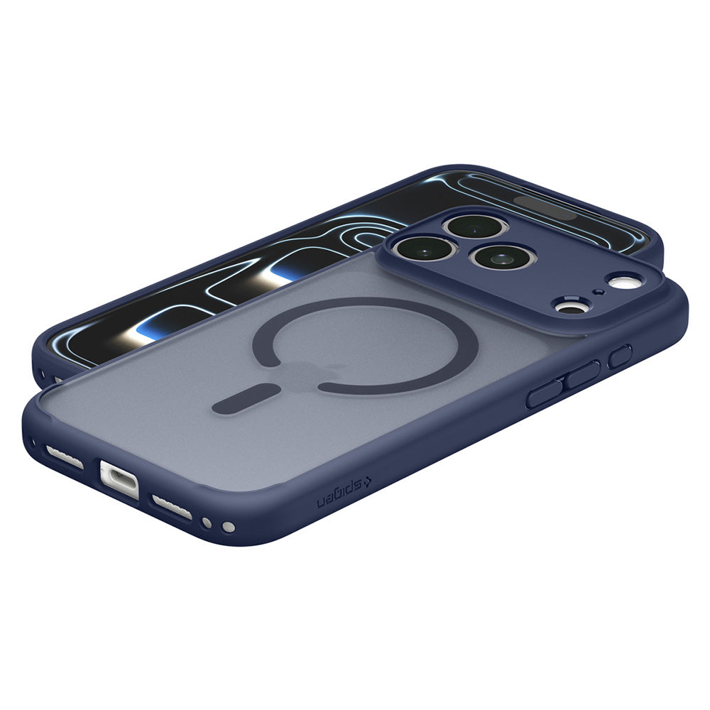 Custodia MagSafe per Apple iPhone 18 Pro Max / 17 Pro Max, Spigen, Ultra Hybrid, Blu Marino Satinato ACS11918