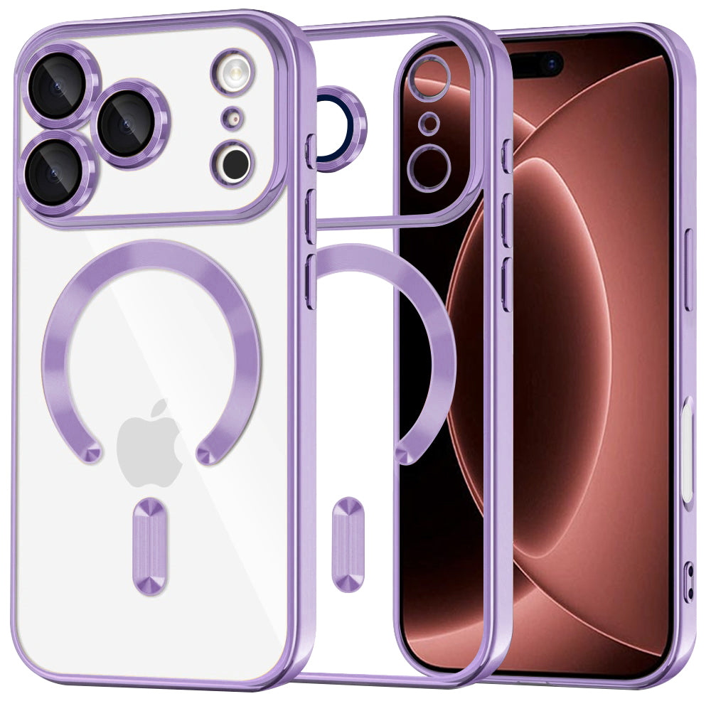 Custodia MagSafe per Apple iPhone 18 Pro Max / 17 Pro Max, Techsuit, Luxury Crystal, Viola Chiaro