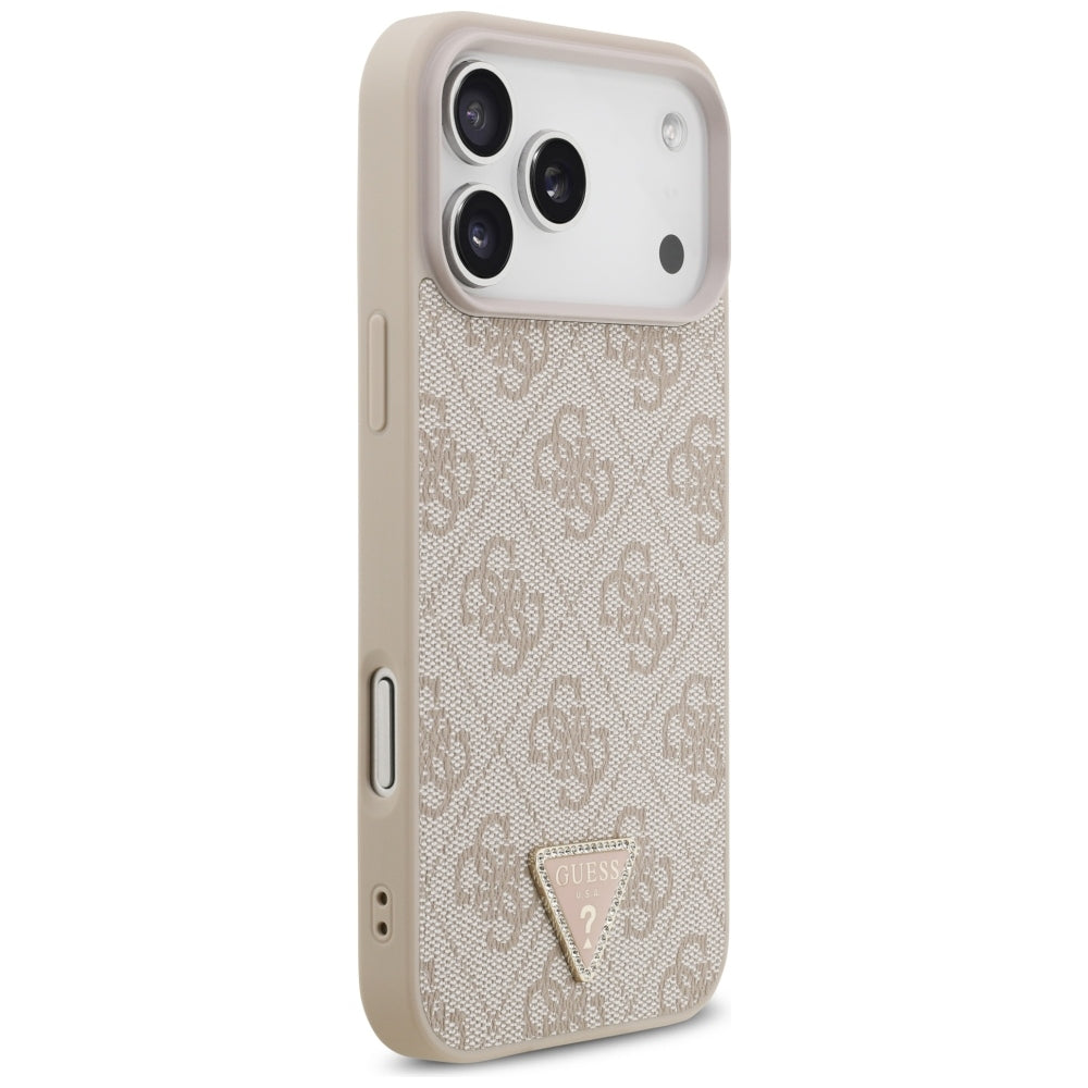 MagSafe-Hülle für Apple iPhone 18 Pro Max, Guess, 4G Triangle Strass, Rosa