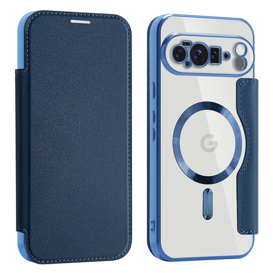 Coque MagSafe pour Google Pixel 10 Pro XL, Techsuit, SmartMag Book, Bleue