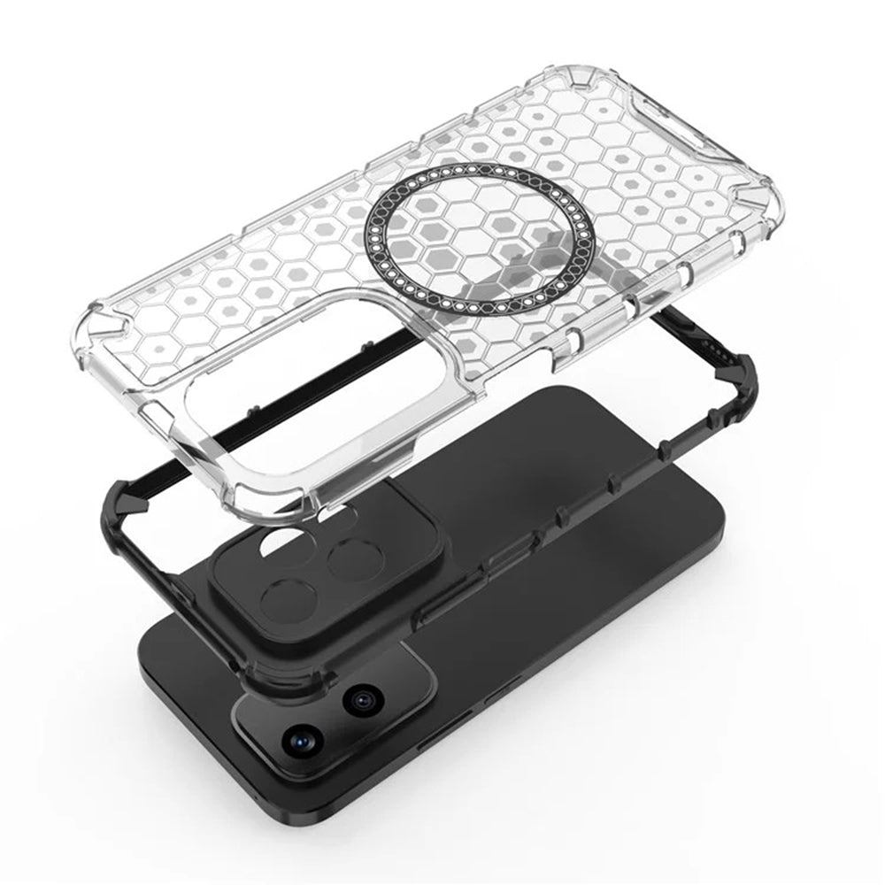 Custodia MagSafe per Honor 200 Lite, Techsuit, HoneyComb Shield, Bianca