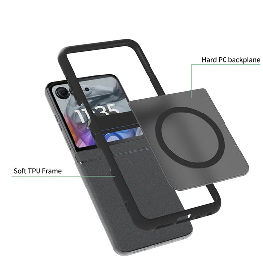 Custodia MagSafe per Motorola Razr 70 / Razr 60, Techsuit, PureFrost, Nero Satinato