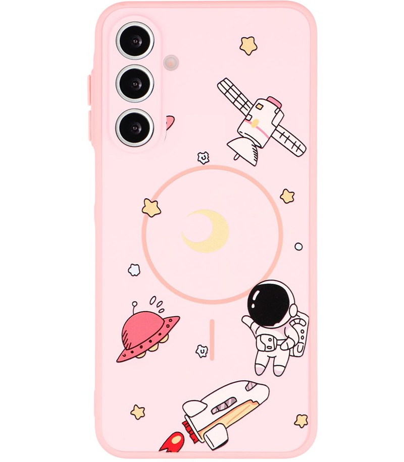 Coque MagSafe pour Samsung Galaxy S25 Ultra S938, OEM, Astronaute Cartoon, Rose