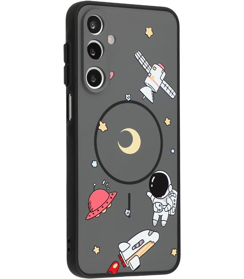 Custodia MagSafe per Samsung Galaxy A16 5G A166 / A16 4G A165, OEM, Astronauta Cartoon, Nera