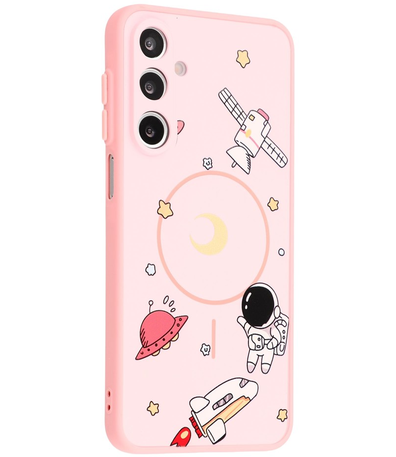 Coque MagSafe pour Samsung Galaxy S25 Ultra S938, OEM, Astronaute Cartoon, Rose