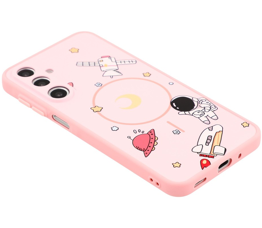 Coque MagSafe pour Samsung Galaxy A16 5G A166 / A16 4G A165, OEM, Astronaute Cartoon, Rose