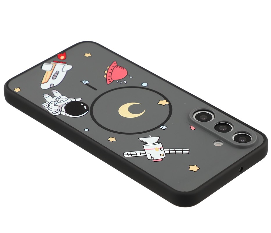 Coque MagSafe pour Samsung Galaxy S25 Ultra S938, OEM, Astronaute Cartoon, Noire