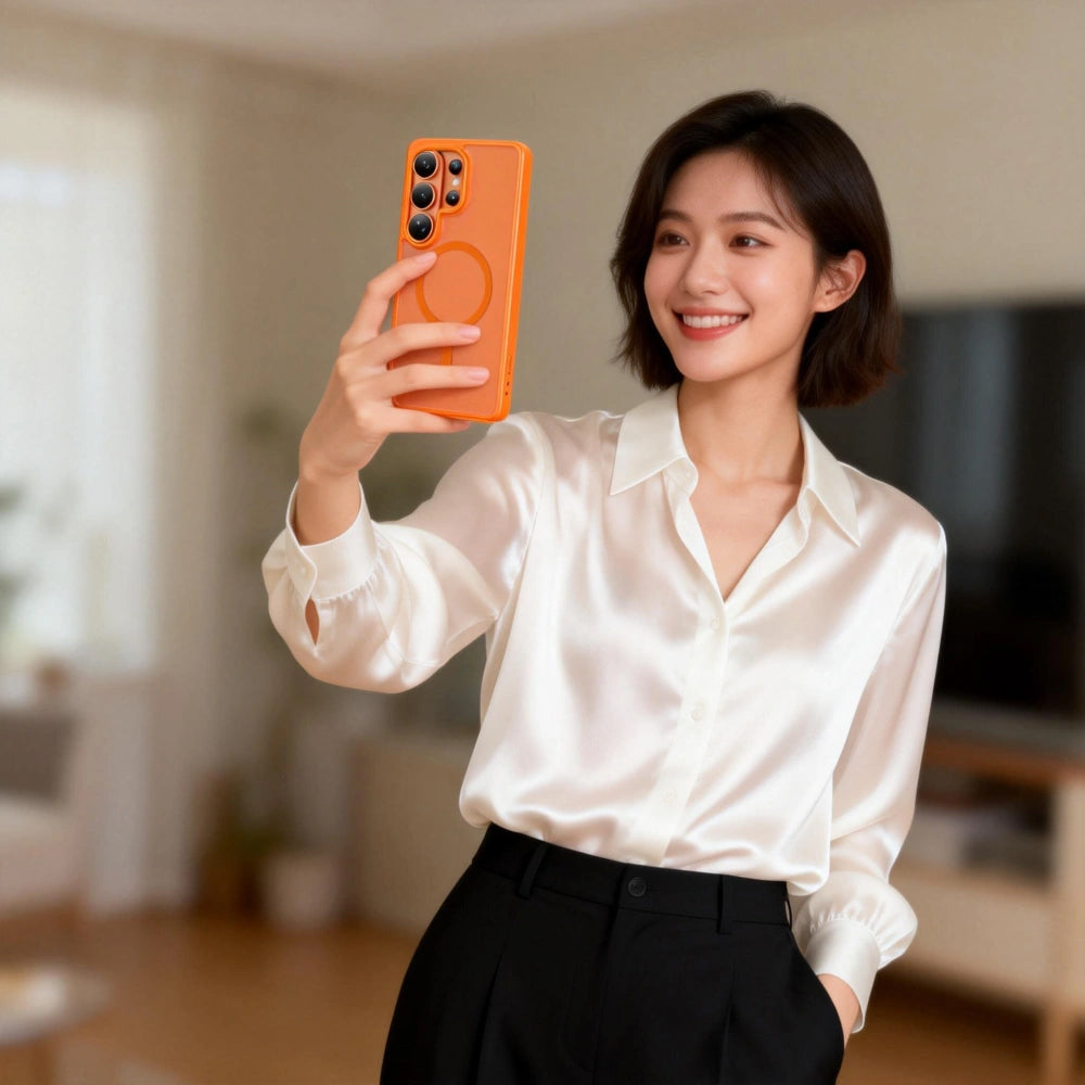 Custodia MagSafe per Samsung Galaxy S26 S942, Tech-Protect, Magmat, Arancione Opaco
