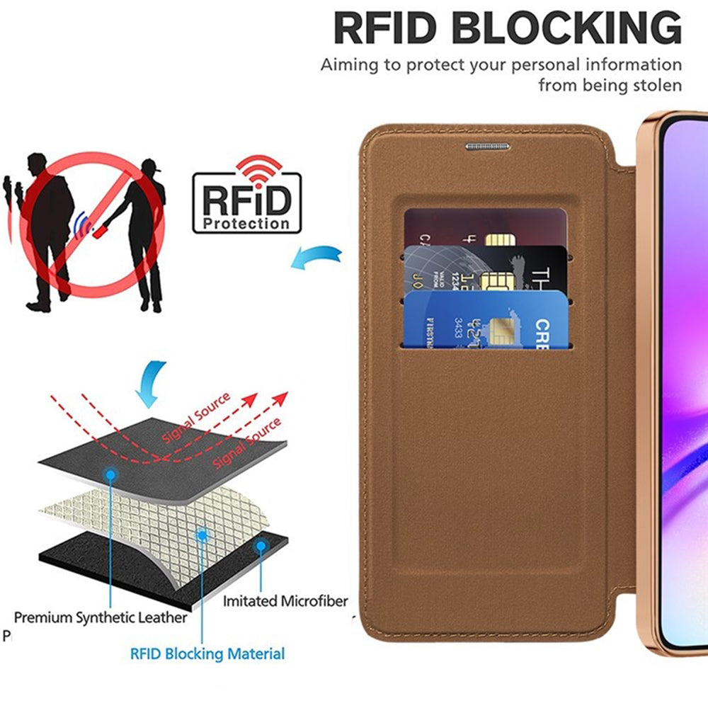 Custodia MagSafe per Samsung Galaxy A05 A055, Techsuit, SmartMag Book, Marrone