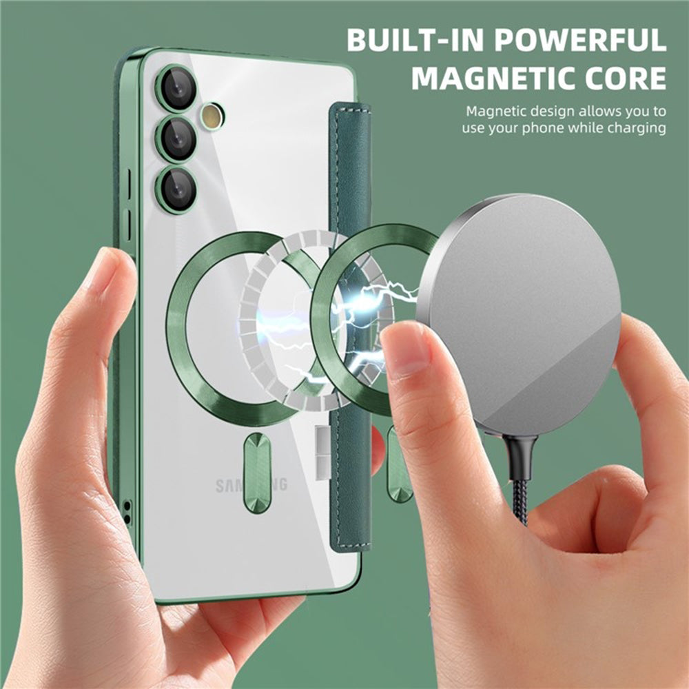 Coque MagSafe pour Samsung Galaxy A05s A057, Techsuit, SmartMag Book, Vert