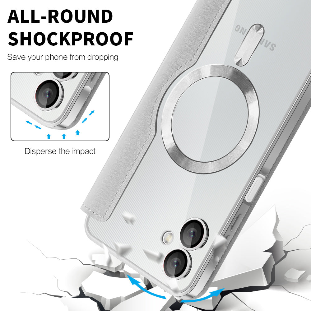 Custodia MagSafe per Samsung Galaxy A06 A065, Techsuit, SmartMag Book, Grigio