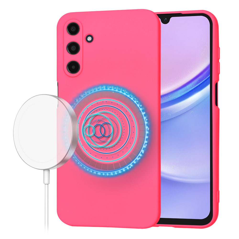 Custodia MagSafe per Samsung Galaxy A15 A155, Techsuit, SoftFlex, Rosa Scuro