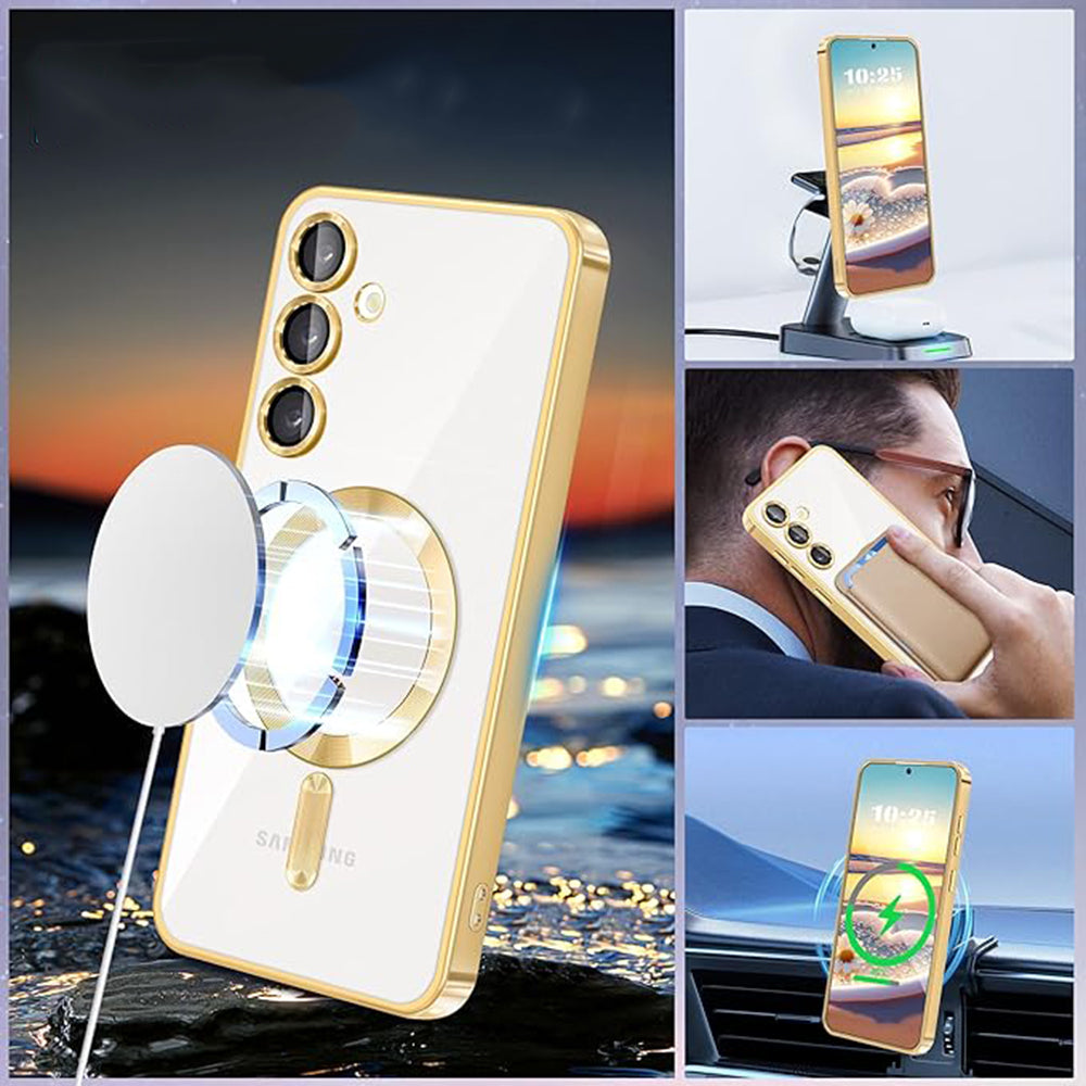 Custodia MagSafe per Samsung Galaxy A16 5G A166 / A16 4G A165, Techsuit, Luxury Crystal, Argento