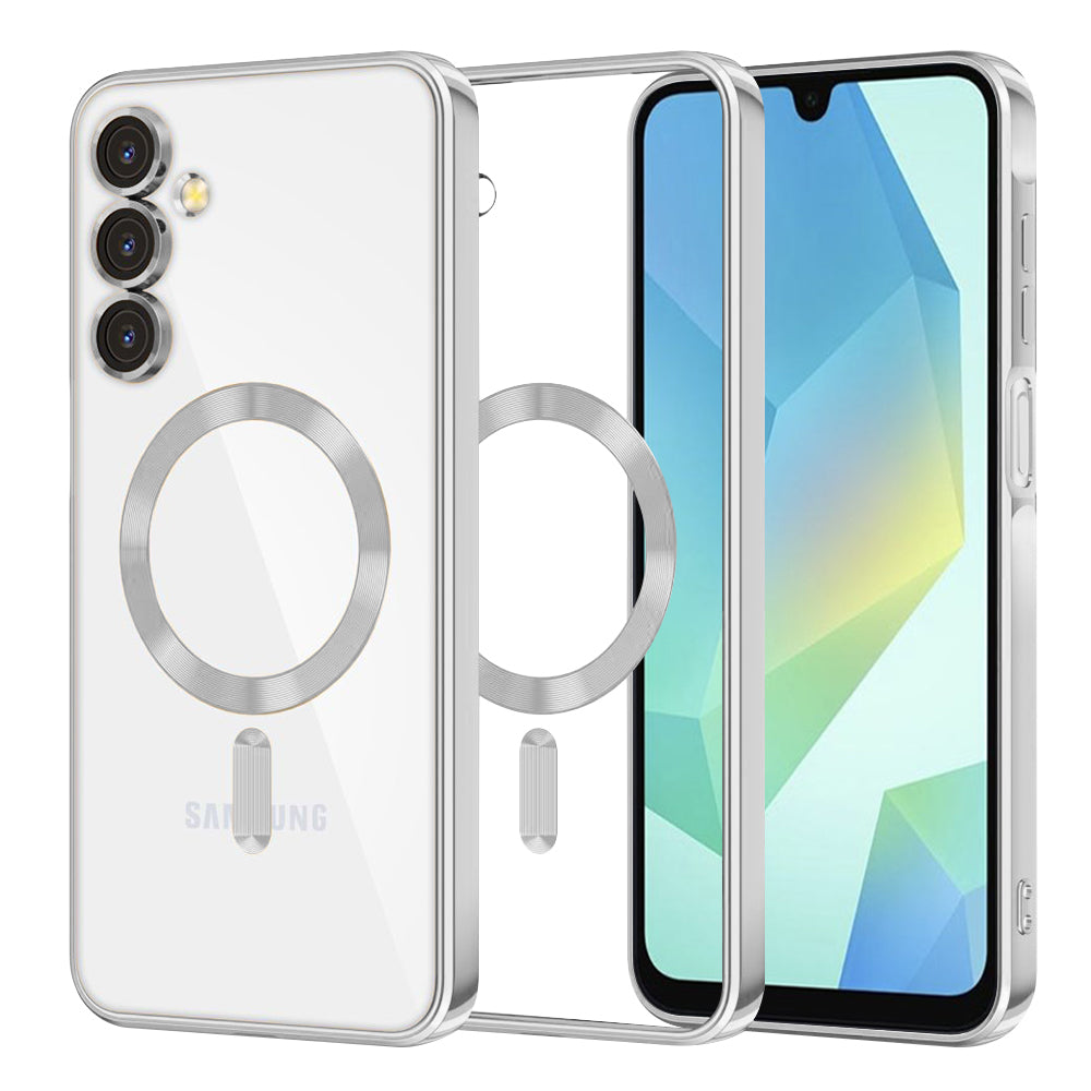 Custodia MagSafe per Samsung Galaxy A16 5G A166 / A16 4G A165, Techsuit, Luxury Crystal, Argento