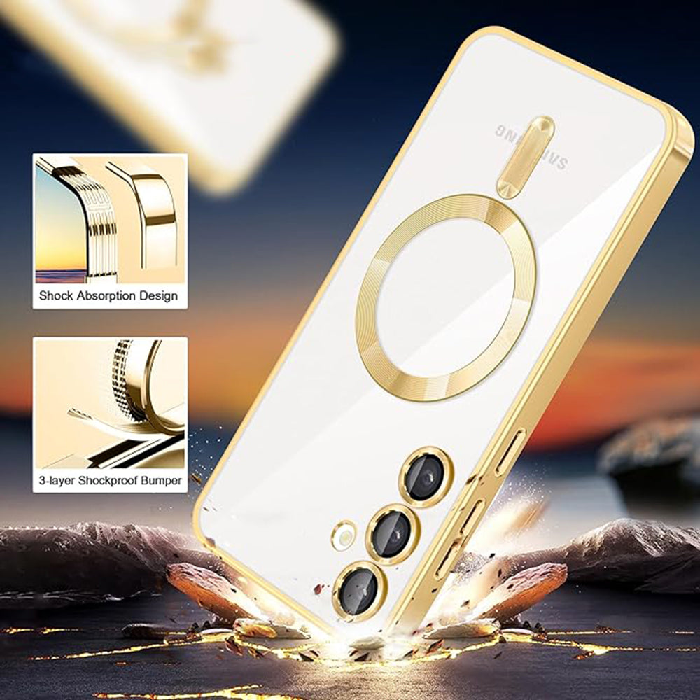 Custodia MagSafe per Samsung Galaxy A16 5G A166 / A16 4G A165, Techsuit, Luxury Crystal, Argento