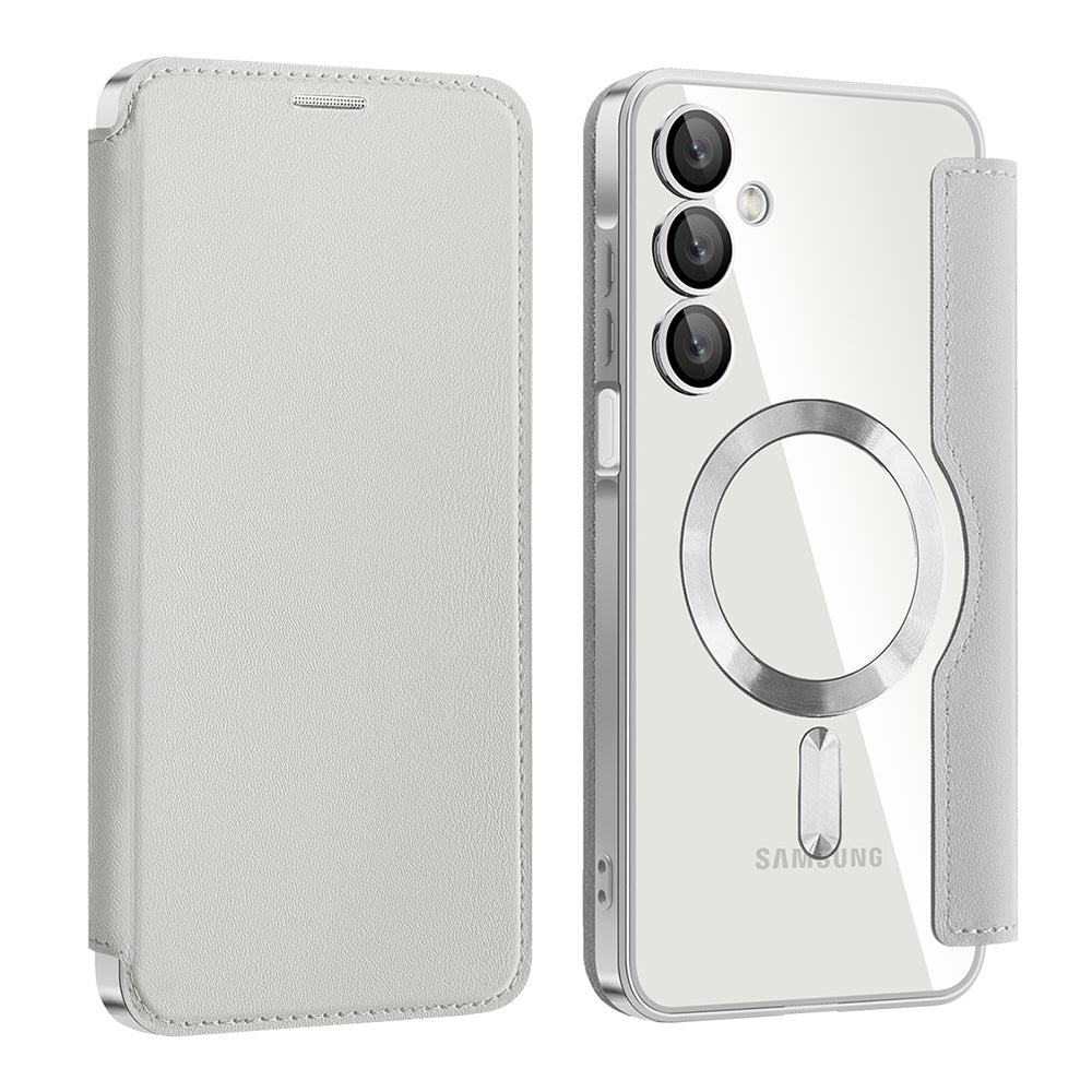 Coque MagSafe pour Samsung Galaxy A16 5G A166 / A16 4G A165, Techsuit, SmartMag Book, Gris