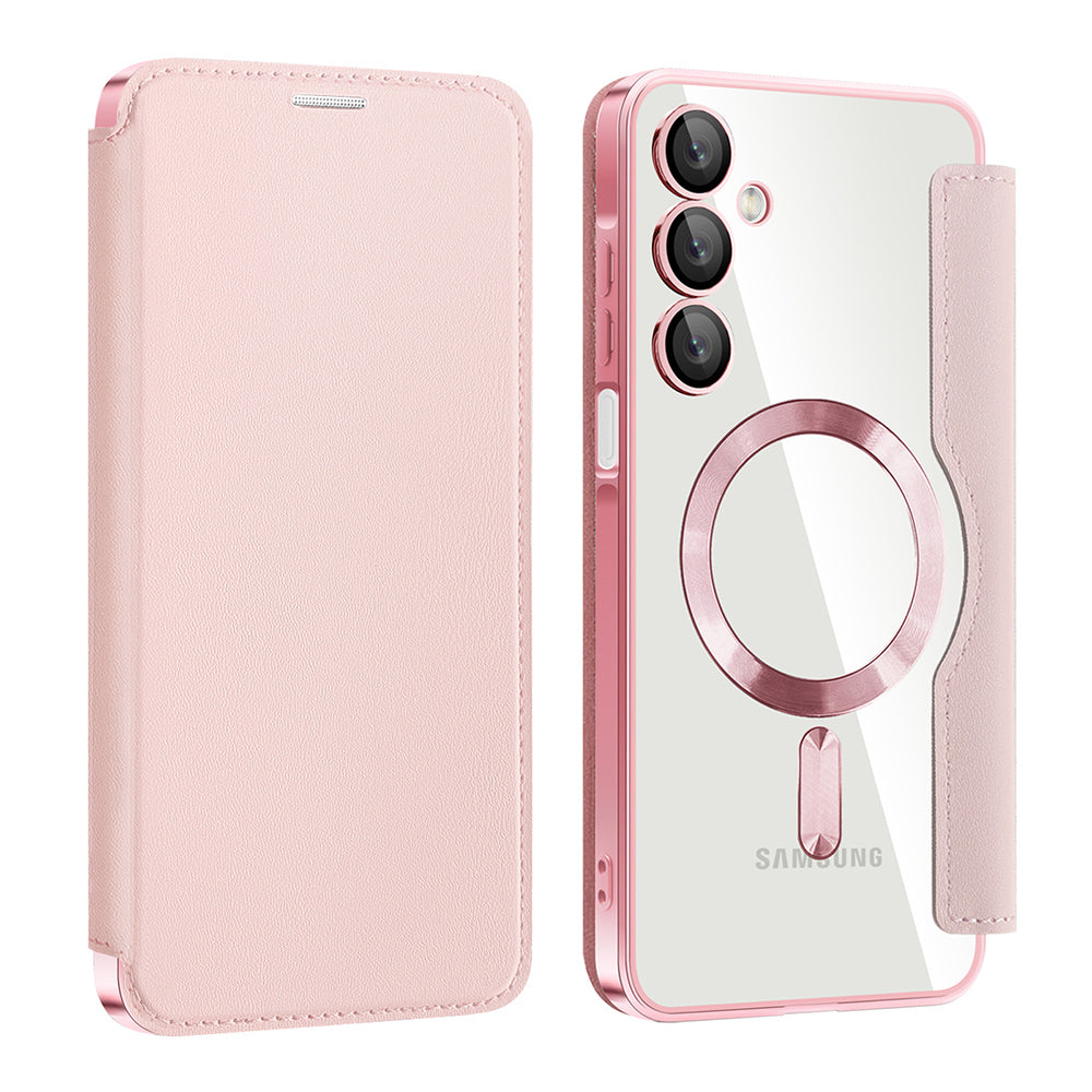 Coque MagSafe pour Samsung Galaxy A16 5G A166 / A16 4G A165, Techsuit, SmartMag Book, Rose