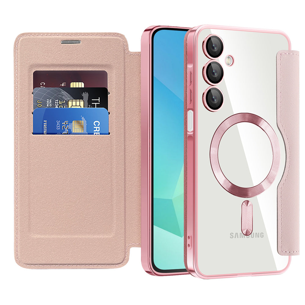 Coque MagSafe pour Samsung Galaxy A16 5G A166 / A16 4G A165, Techsuit, SmartMag Book, Rose