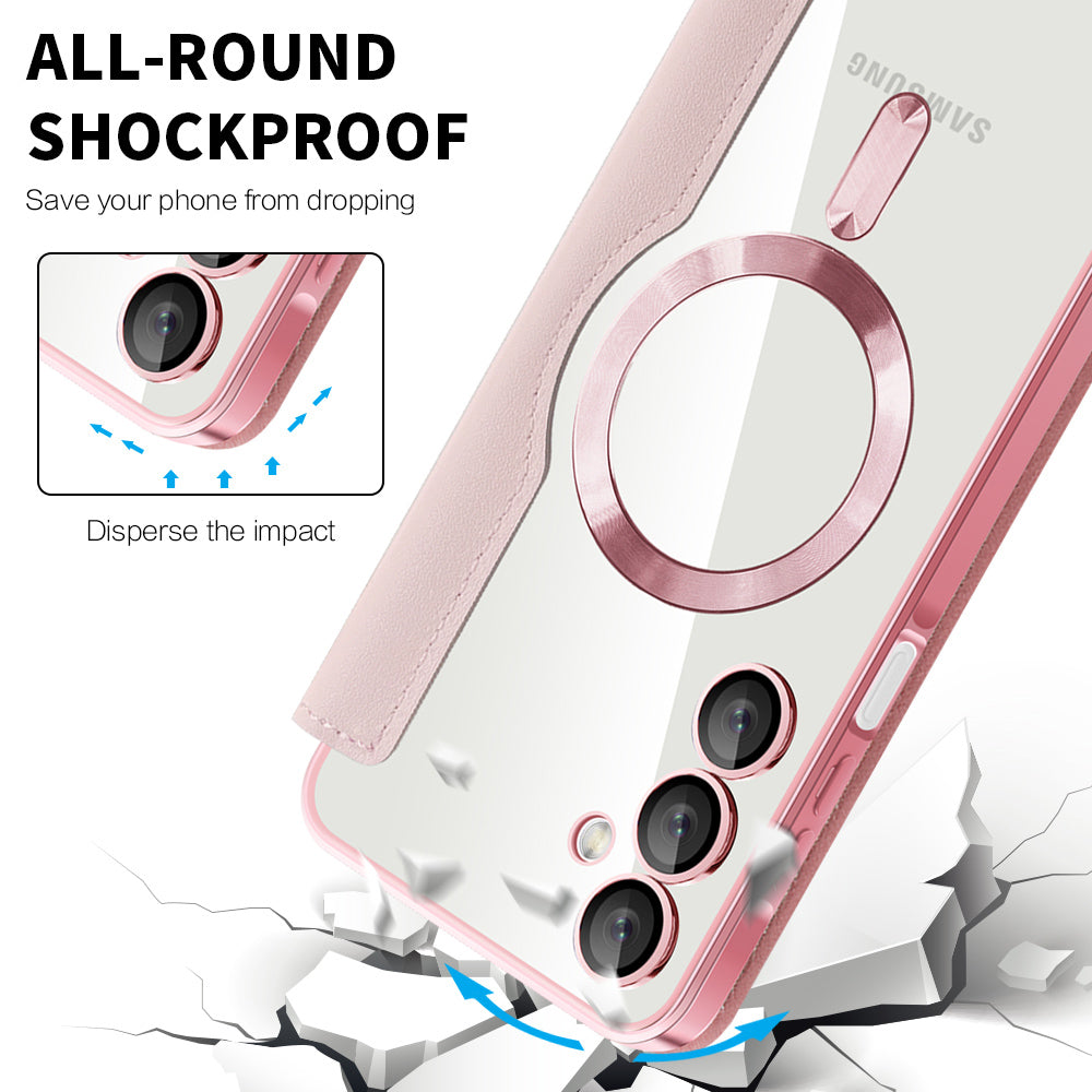 Coque MagSafe pour Samsung Galaxy A16 5G A166 / A16 4G A165, Techsuit, SmartMag Book, Rose
