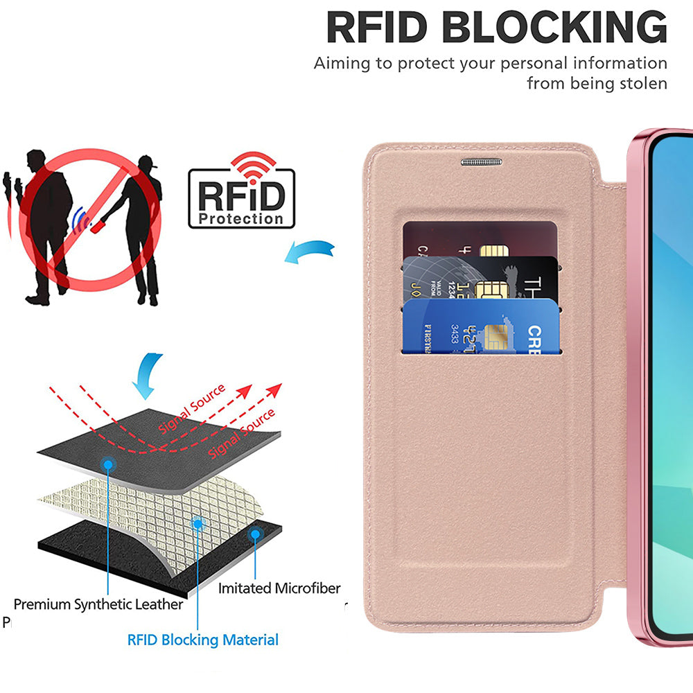 Coque MagSafe pour Samsung Galaxy A16 5G A166 / A16 4G A165, Techsuit, SmartMag Book, Rose